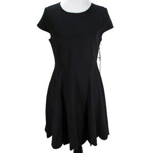 Lulus Proof of Perfection Skater Dress Womens XL Black Cap Sleeve Scalloped Hem